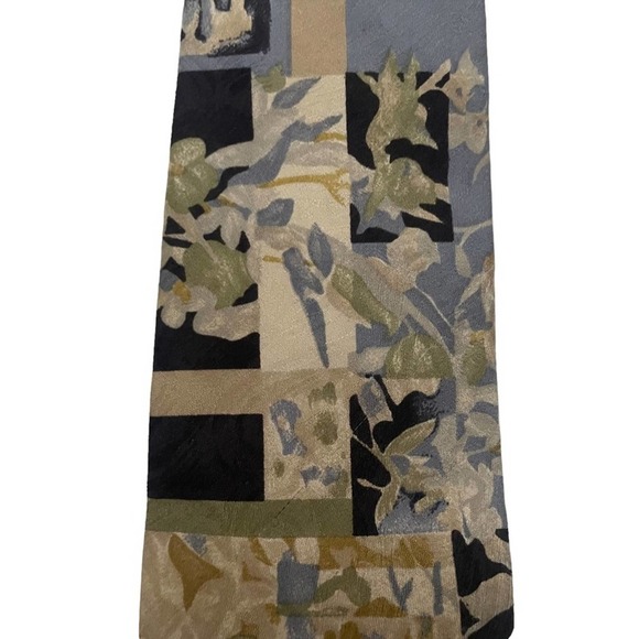 Ermenegildo Zegna Silk Floral Tie Blue Cream - Picture 4 of 9